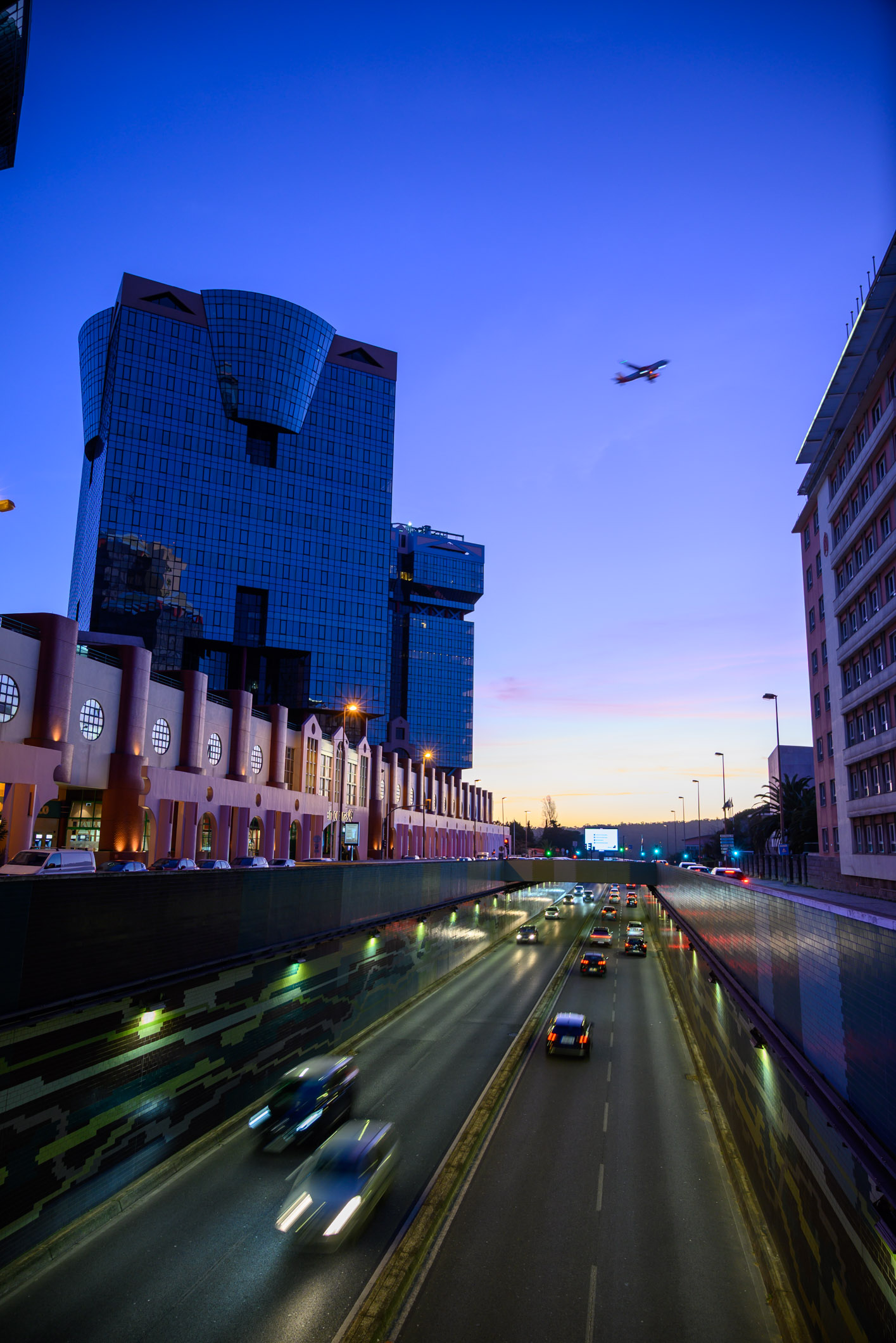 motorway in a city at twilight